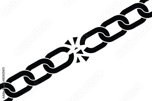 Broken metal chain link symbol icon for freedom concept