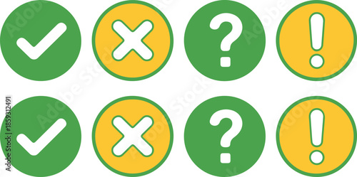 Set of colorful confirmation error question mark and exclamation icons