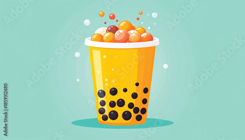 Refreshing Boba Tea - A Delicious and Colorful Beverage.