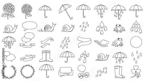 Rainy season vector illustration set