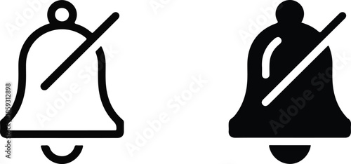 Muted notification bell icons with diagonal strike outline and solid