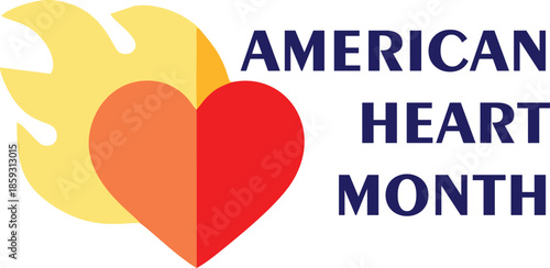 American Heart Health Month . American Health month . vector logo design for Heat month