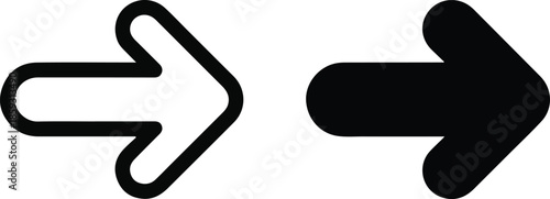 Black outline and solid right pointing arrow shape icons