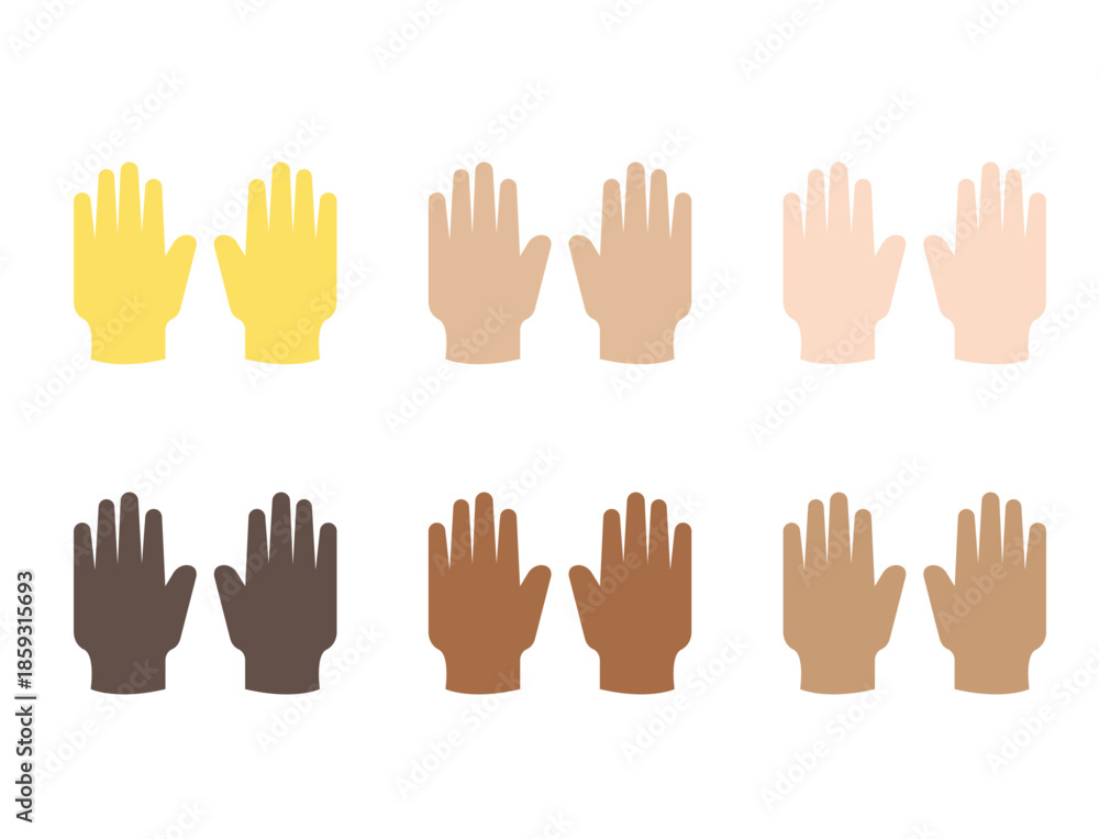 Obraz premium raising hands pair of hands raised in air happy joy celebration hand fingers emoji symbol sign icon vector illustration isolated flat