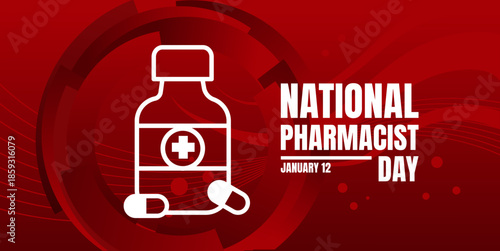 National pharmacist day banner, january 12 celebration - Vector illustration