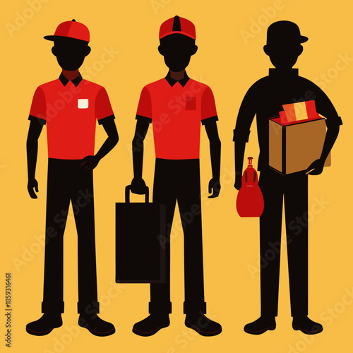 Delivery Service Workers Carrying Packages Illustration
