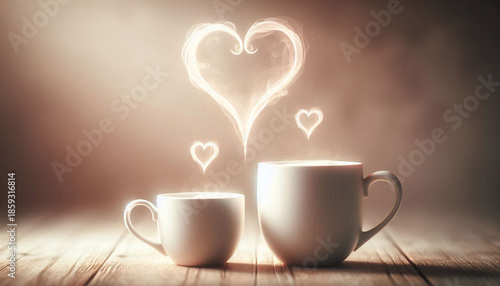 Warm Heartfelt Coffee Moment with Steaming Love, valentine day