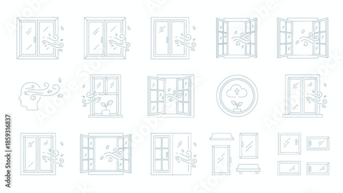 Architectural Blueprint Window and Door Designs. Spring Vector Packs. EPS Editable