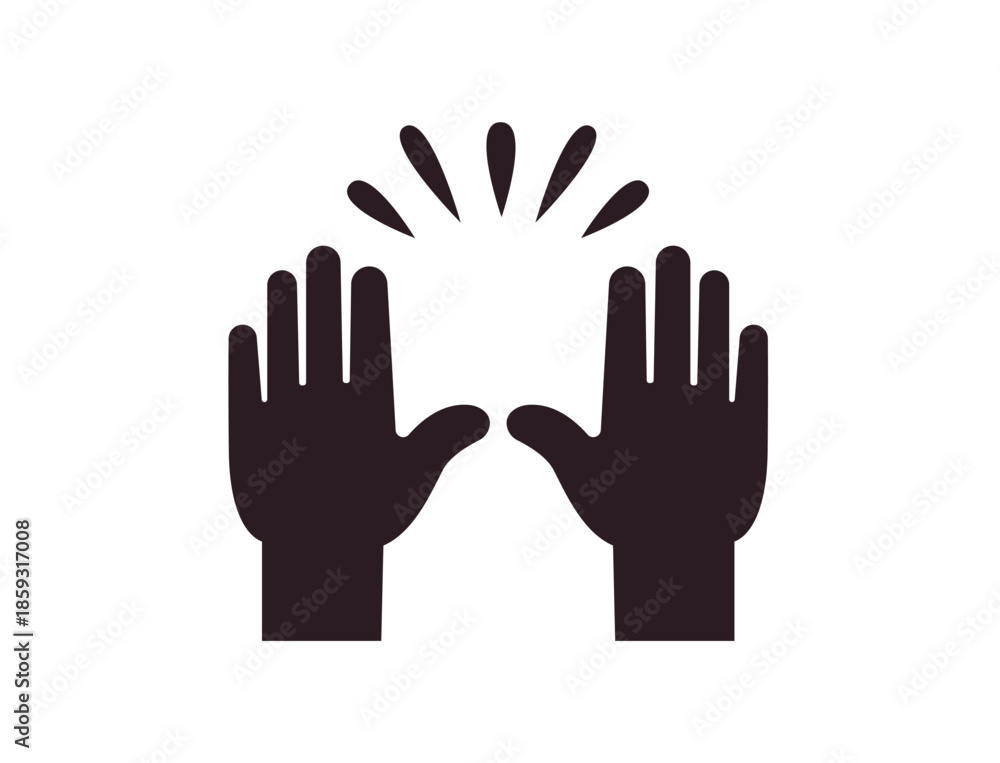 Obraz premium raising hands pair of hands raised in air happy joy celebration hand fingers emoji symbol sign icon vector illustration isolated flat