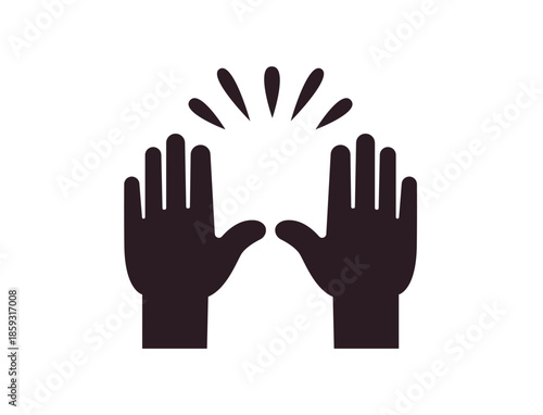 raising hands pair of hands raised in air happy joy celebration hand fingers emoji symbol sign icon vector illustration isolated flat