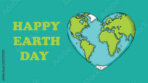 Happy Earth Day Heart Shaped Globe Illustration