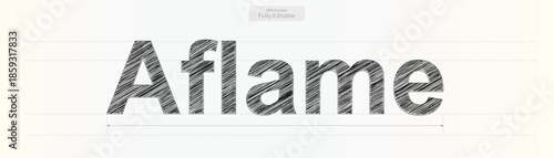 The word Aflame rendered with an energetic hand drawn scribbled text effect on a grid layout