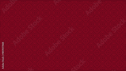 traditional Chinese pattern, octagon and flowers line art Background For Festive Decor And Traditional Celebration Themes. Red background for Lunar chinese new year template,
