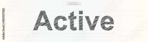 Active word illustration with textured lines providing an energetic typographic element