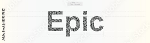 Visually striking Epic word with a hand drawn sketchy texture suitable for various graphic design projects