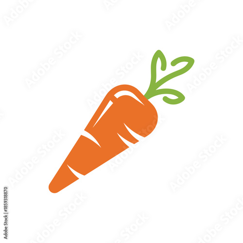 Fresh and vibrant orange carrot with green leaves, a healthy vegetable food icon or logo element, perfect for nutrition, gardening, and organic themes, symbolizing wholesome eating