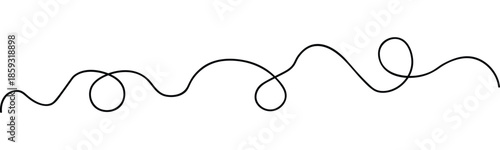 Wavy curvy long squiggles line, loopy line, wave line - stock vector. abstract wavy line. long hand drawn squiggle. vector illustration on transparent background