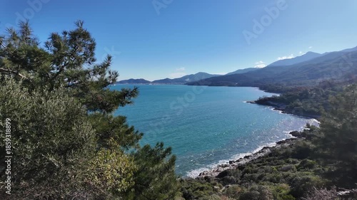 Amazing Landscape of coastline of Thassos island, East Macedonia and Thrace, Greece 