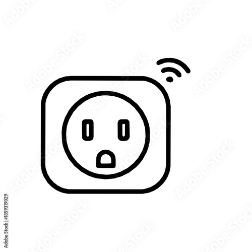 Smart plug power outlet accessibility outline icon (vector)