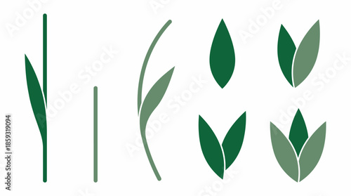 Collection of green leaf shapes. Spring Vector Packs. EPS Editable