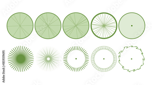 Collection of Top View Tree Symbols and Icons for Architectural and Landscape Design Plans - Green Plant Elements for Site Layouts and CAD Drawings