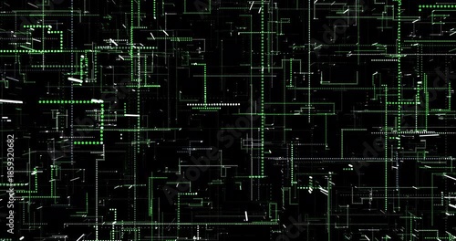 The abstract digital world pulsates with neon lines and dots, weaving the pattern of cyberspace. Color energy fills space, creating the illusion of data flowing.