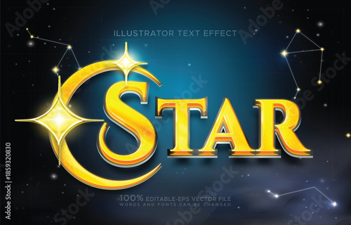 star celestial golden star and galaxy text effect vector