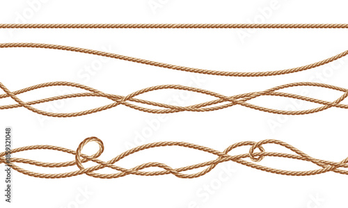 Seamless brown rope textures for rustic and vintage aesthetics vector