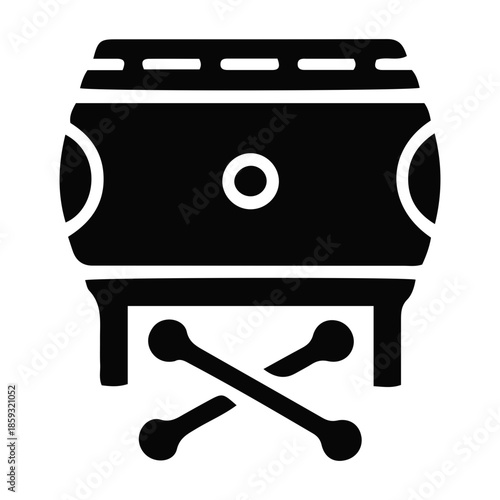 Vibrant traditional drum and drumsticks icon, representing the rhythmic heart of cultural festivities during the joyous Lunar New Year celebrations and welcoming a prosperous new year