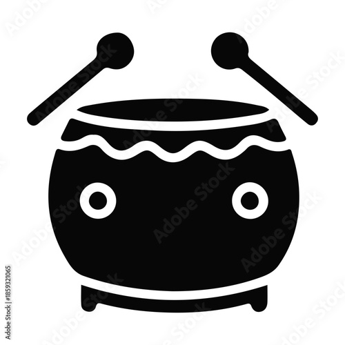 Traditional drum and drumsticks icon, a vibrant symbol of cultural heritage and joyful celebration for the upcoming Lunar New Year festivities and auspicious beginnings