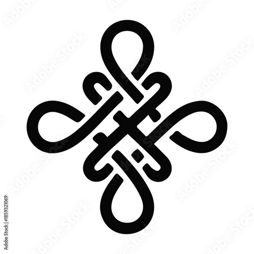 Elegant black endless knot design, a symbol of good fortune and prosperity, perfect for celebrating the upcoming lunar new year with cultural depth and timeless beauty