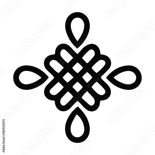 An intricate traditional endless knot symbol, elegantly designed to represent prosperity, longevity, and good fortune, ideal for festive lunar new year greetings and cultural celebration designs