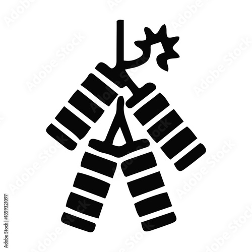 Vibrant black silhouette icon depicting traditional firecrackers, a potent symbol for joyous Lunar New Year celebrations, signifying prosperity and ancient customs