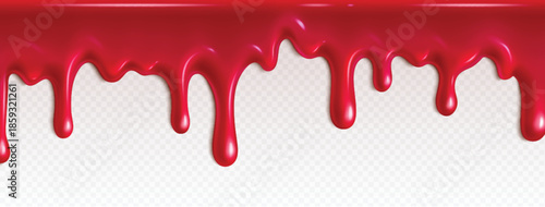 Vibrant slime drip border with glowing neon red colors vector