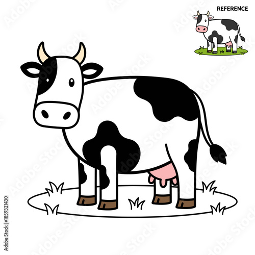 Cartoon Cow Illustration A Charming Depiction of Farm Life.