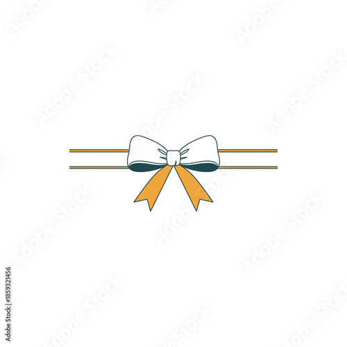 Elegant vector illustration of a festive white and orange ribbon bow, perfect for adding a touch of celebration to gift wrapping, holiday designs, or special occasion graphics