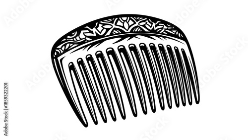 Black and White Illustration of a Comb.