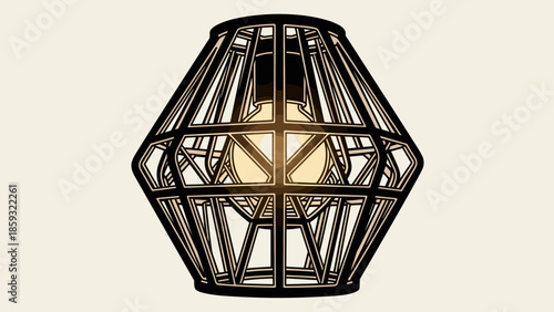 Black Metal Cage Pendant Light Fixture.