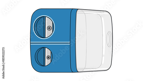 Blue Electric Switch with Two Dials.