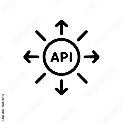 Open banking API integration rounded accessibility icon (vector)