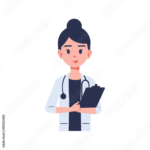 Female Doctor Cartoon Character Illustration.
