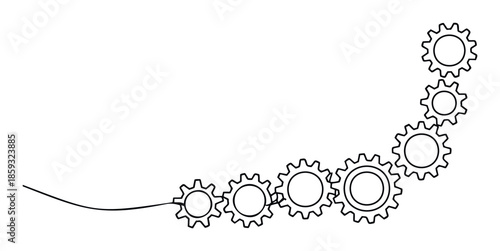 Dynamic interconnected gears forming a cohesive system symbolizing teamwork, progress, and mechanical solutions, ideal for engineering, business, and technological presentations.