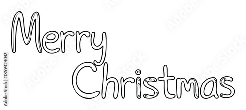 Black outline handwritten Merry Christmas text perfect for holiday greeting projects festive seasonal decorations and cheerful celebratory visuals