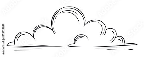 The image shows stylized clouds with bold outlines, suggesting motion and atmosphere, perfect for graphic resource material or educational publications about climate.