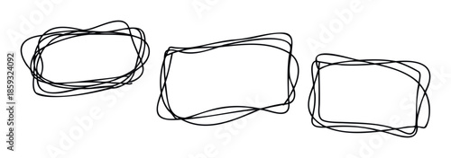 Abstract hand drawn scribble frames perfect for emphasizing text or images in various creative projects and graphic designs requiring a unique rough border effect