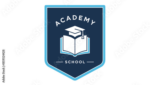 Education Logo with Book and Graduation Cap.