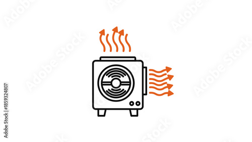 Heater Illustration Emitting Warm Air Flow.