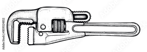 Industrial heavyduty adjustable pipe wrench, a vital hand tool for plumbing and mechanical repair tasks, suitable for technical publications and hardware store promotions