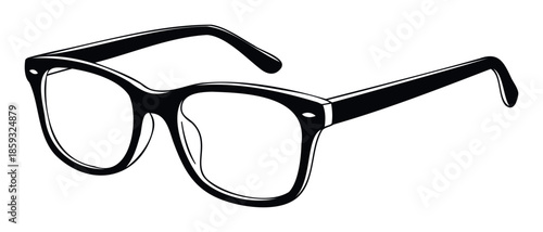 Classic black eyeglasses with a stylish frame suitable for showcasing personal accessory trends, vision care marketing, or intellectual lifestyle promotions.