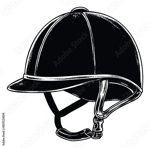 Classic equestrian riding helmet for horse safety gear and jockey head protection providing essential equipment for horseback riding sports activities